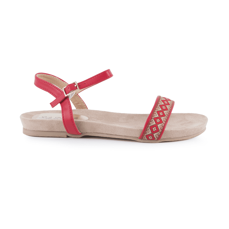 sandale rosii cu model traditional